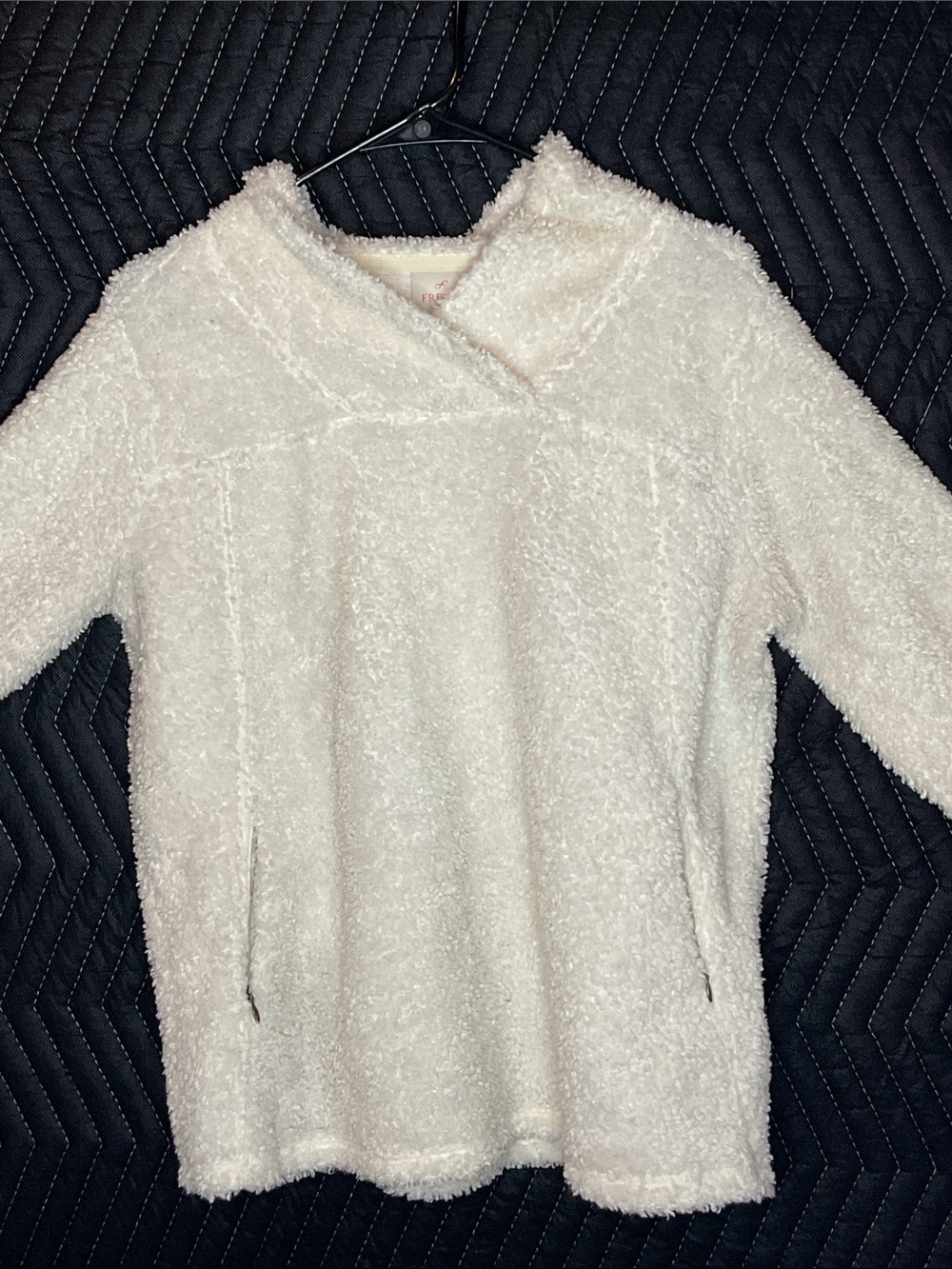 Plush White Cowl Neck Women's Sweater